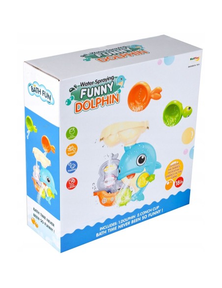 Delfino vonios žaislas su dušu ir pingvinais