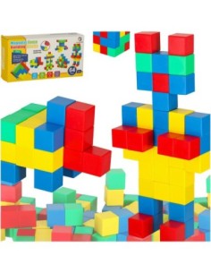 Magnetiniai kubiniai blokai 64 el. 3D konstrukcijos