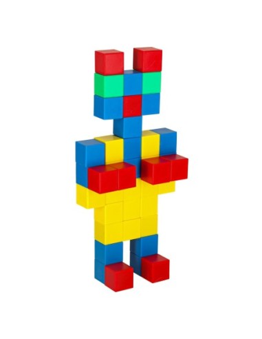 Magnetiniai kubiniai blokai 64 el. 3D konstrukcijos