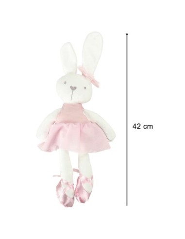 Pliušinis triušis su rožine suknele 42 cm