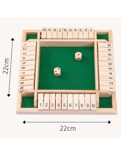 Interaktyvus edukacinis medinis žaidimas šeimai „Shut The Box“ su kauliukais 2
