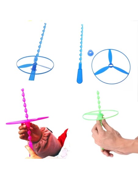 Plastikiniai skraidantys diskai vaikams su paleidimo mechanizmu (3 vnt.)