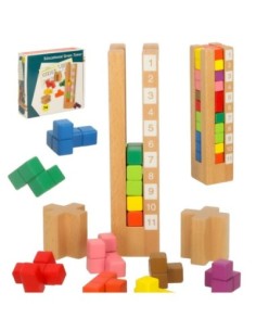Montessori medinės kaladėlės dėlionė spalvingos