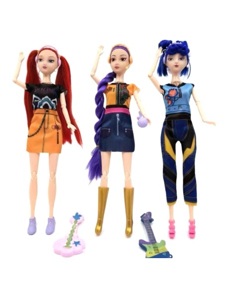 Dainuojančių K-pop mados lėlių rinkinys „Demon Hunters“ (Rumi, Mira, Zoey)