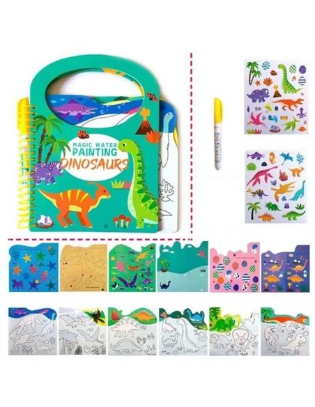 Vandens spalvinimo knygelė vaikams „Dinozaurai“ (14 psl.)