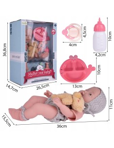 Kūdikio lėlė 36 cm su meškiuku ir priedais 2