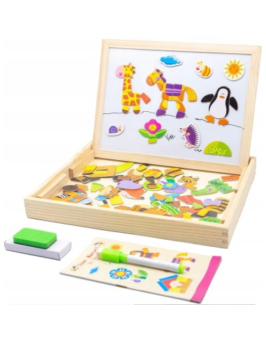 3in1 medinė magnetinė kreidinė lenta su dėlione