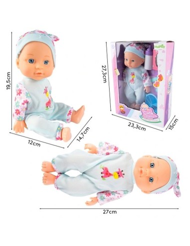 Kūdikio lėlė 27 cm su maitinimo priedais ir puoduku