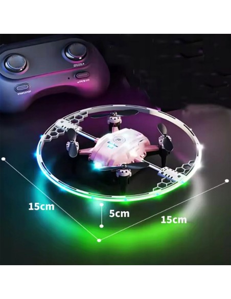 Mini kvadrokopteris-dronas su RGB šviesomis ir aukščio palaikymu