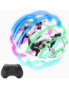 Šviečiantis mini dronas-rutulys su trijų greičių valdymu ir 360° triukais