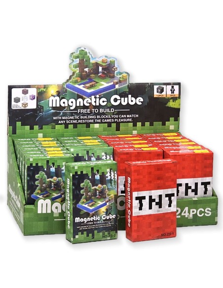„Minecraft“ stiliaus magnetinis konstruktorius – 12 kubeliai + 1 personažas