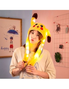 Pliušinė Pikachu kepurė su judančiomis ausimis ir LED šviesomis 2