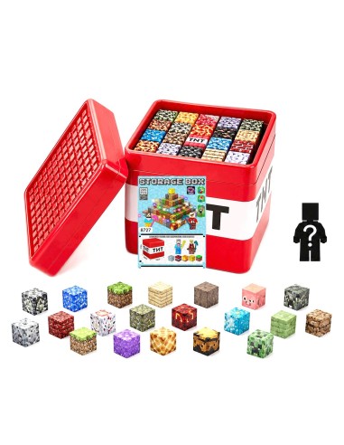 „Minecraft“ stiliaus magnetinis konstruktorius – 205 kubeliai + 2 personažas