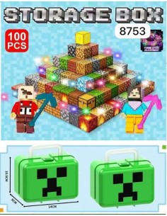 „Minecraft“ stiliaus magnetinis konstruktorius – 100 kubeliai + 2 personažas 2