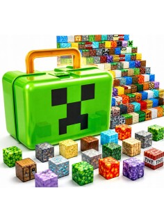 „Minecraft“ stiliaus magnetinis konstruktorius – 100 kubeliai + 2 personažas