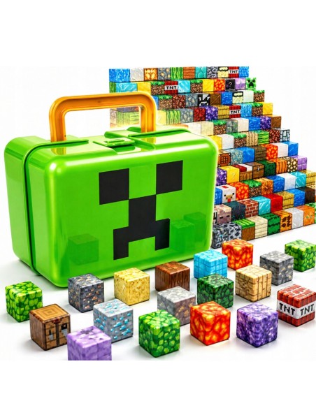 „Minecraft“ stiliaus magnetinis konstruktorius – 100 kubeliai + 2 personažas