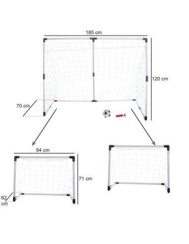 Vaikų futbolo vartai 2in1 185x120x70 cm