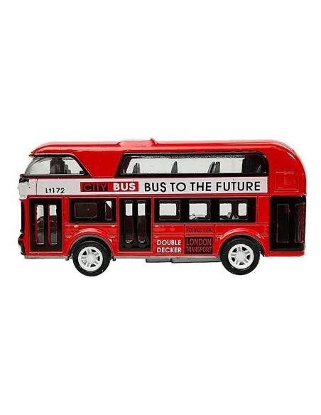 Metalinis žaislinis dviaukštis autobusas „Modern City“ (9 cm)