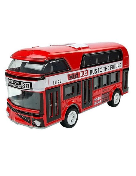 Metalinis žaislinis dviaukštis autobusas „Modern City“ (9 cm)