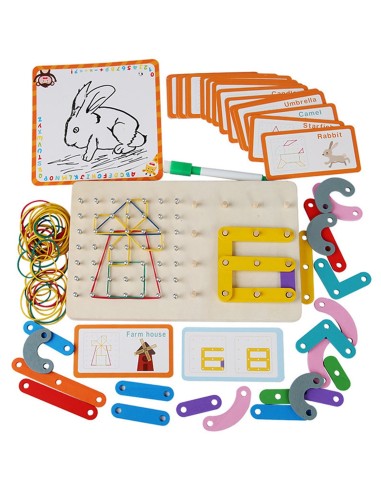 Montessori Nail Board piešimas su gumom