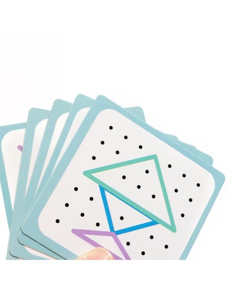 Medinis Montessori geometrijos ir kaiščių žaidimų rinkinys piešimas su gumom