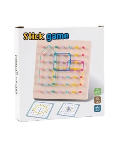 Medinis Montessori geometrijos ir kaiščių žaidimų rinkinys piešimas su gumom