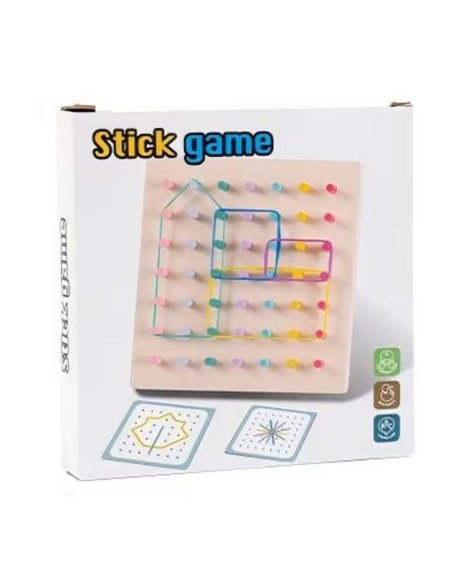 Medinis Montessori geometrijos ir kaiščių žaidimų rinkinys piešimas su gumom