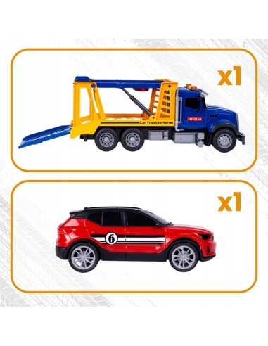 Vilkikas su sportiniu automobiliu, šviesa ir garsas