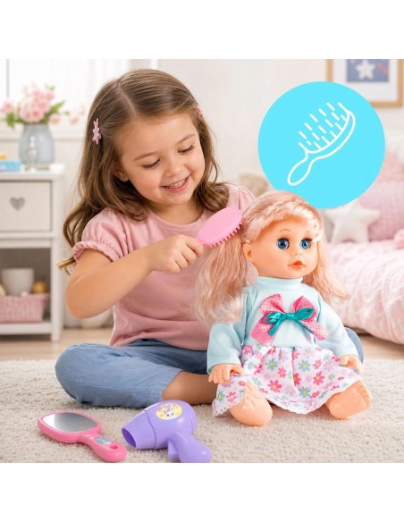 Kalbanti kūdikio lėlė su priedais, 23 cm