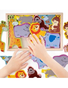 Medinė dėlionė „Zoologijos sodo gyvūnai"