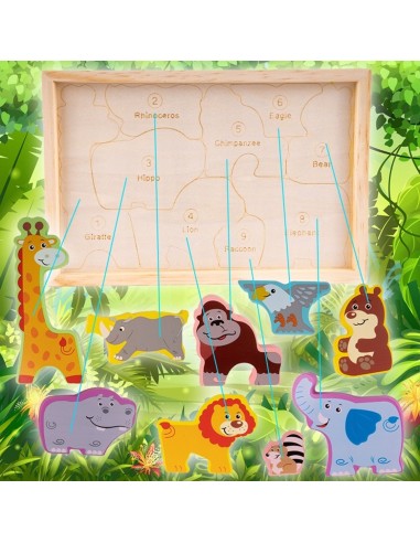 Medinė dėlionė „Zoologijos sodo gyvūnai"