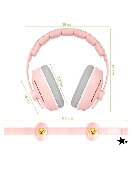 Apsauginės ausinės vaikams „Doggy" 25 dB, rožinės