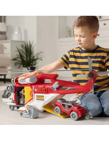 Gelbėjimo sraigtasparnis su gerve ir 2 automobiliais