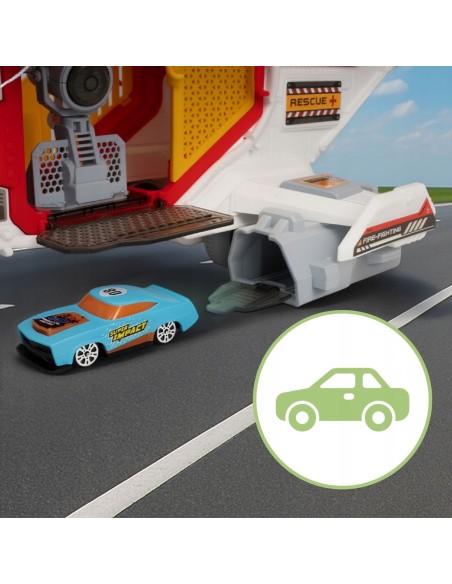 Gelbėjimo sraigtasparnis su gerve ir 2 automobiliais