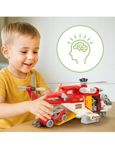 Gelbėjimo sraigtasparnis su gerve ir 2 automobiliais
