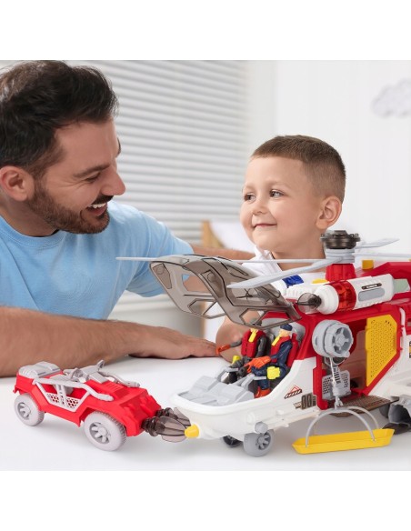 Gelbėjimo sraigtasparnis su gerve ir 2 automobiliais