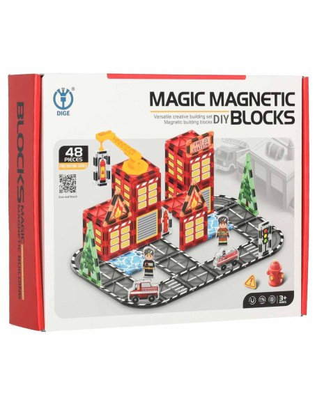 Magnetiniai konstruktoriai „Ugniagesiai" 48 el.