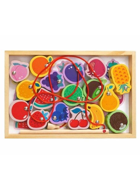 Medinis žaislas vėrimui ir žvejybai „Vaisiai“