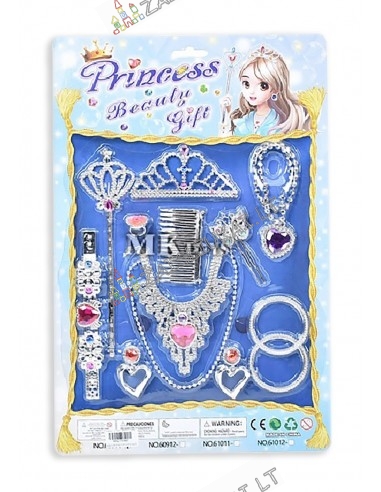 Papuošalų rinkinys su karūna ir burtų lazdelė "Princesės rinkinys"