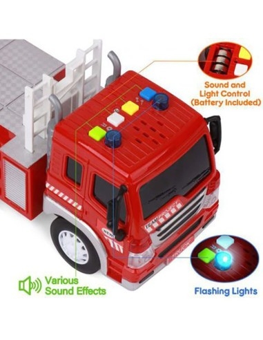 Gaisrinė mašina su prailginamomis kopėčiomis, sirena, garsas, šviesa