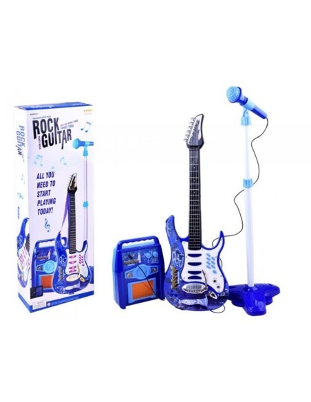 Elektrinė gitara su mikrofonu, mėlyna