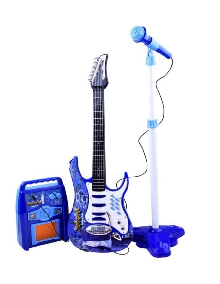Elektrinė gitara su mikrofonu, mėlyna