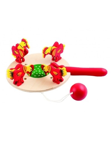 Medinis žaislas - vištos ir grūdai