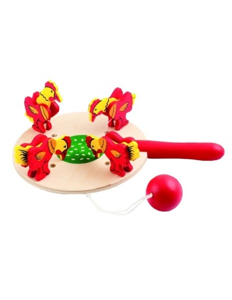 Medinis žaislas - vištos ir grūdai