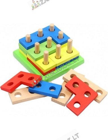 Edukacine priemonė - Tetris medinė rūšiavimo lenta su 9 strypais