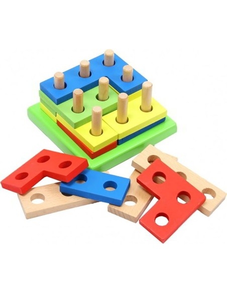 Edukacine priemonė - Tetris medinė rūšiavimo lenta su 9 strypais