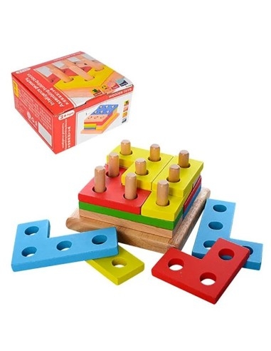 Edukacine priemonė - Tetris medinė rūšiavimo lenta su 9 strypais