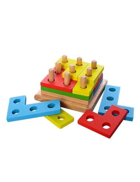 Edukacine priemonė - Tetris medinė rūšiavimo lenta su 9 strypais