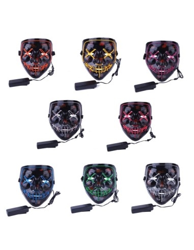 Skirtingu spalvų šviečiančios kaukes