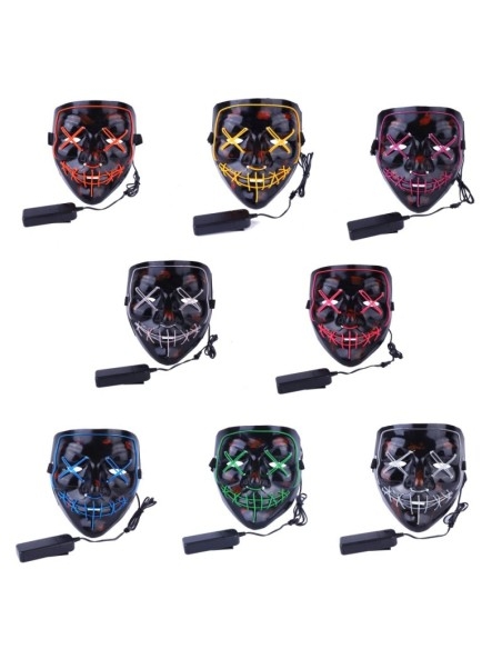 Skirtingu spalvų šviečiančios kaukes